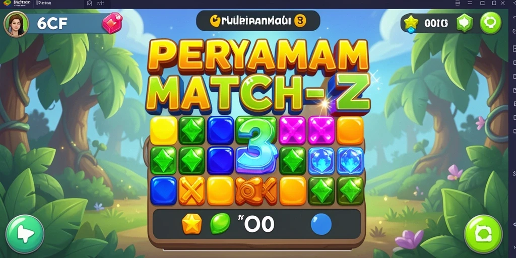 Gameplay seru dalam 6CF yang menantang pemain untuk mencocokkan permata.