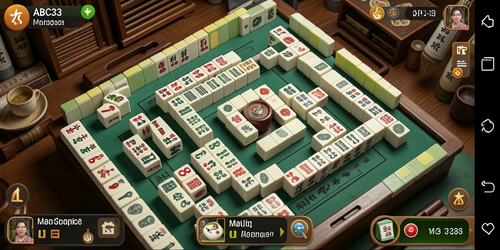 Tangkapan layar ABC33 menampilkan permainan Mahjong yang penuh warna.