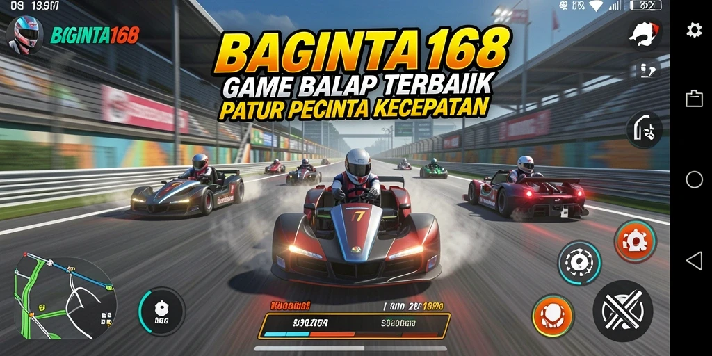 Tangkapan layar menunjukkan aksi balapan seru di BAGINTA168.