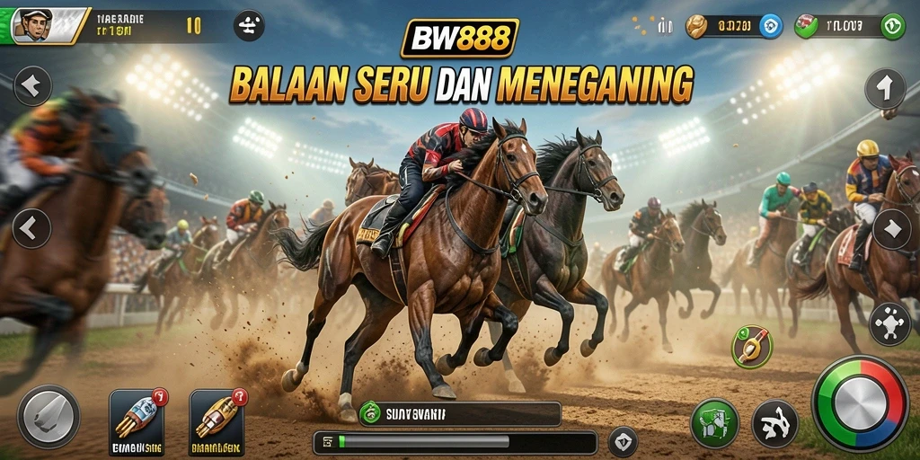 Tampilan gameplay BW888 yang menampilkan balapan seru dan mobil yang memukau.