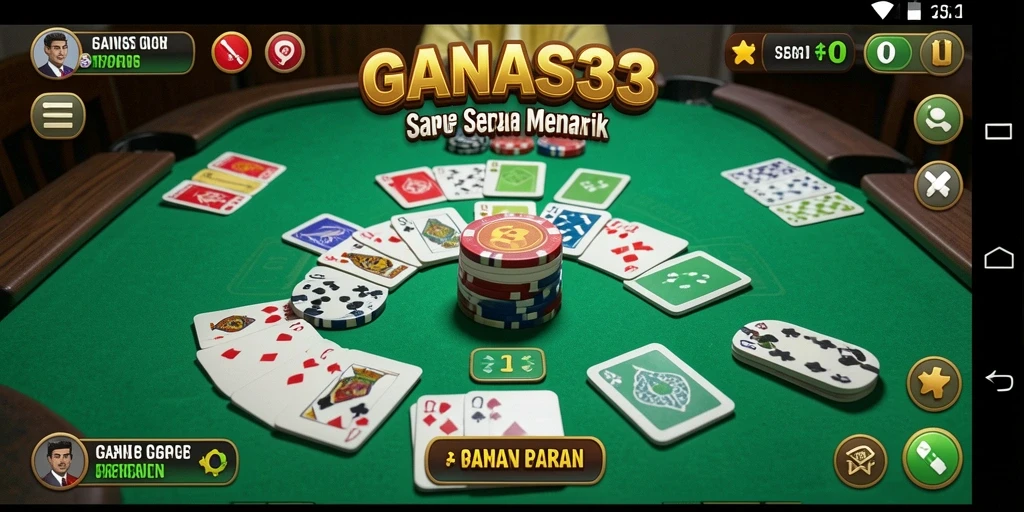 Screenshot gameplay GANAS33 menunjukkan suasana seru bermain Gaple.