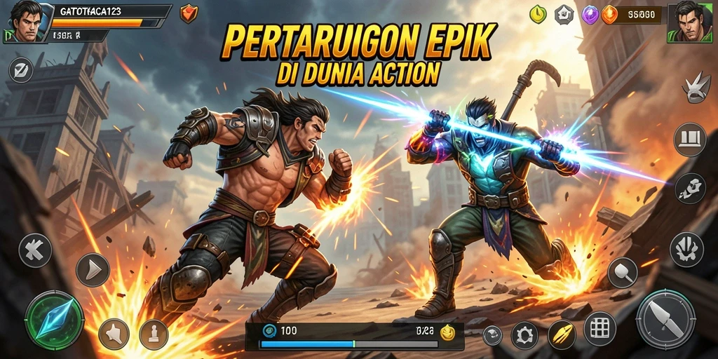 Tampilan aksi mendebarkan di gameplay GATOTKACA123.