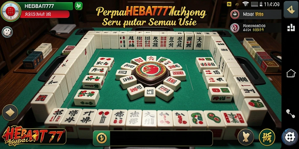 Tampilan utama gameplay HEBAT777 yang menampilkan keseruan Mahjong.