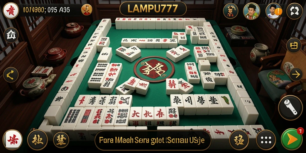 Menampilkan gameplay Mahjong LAMPU777 yang seru dan interaktif.