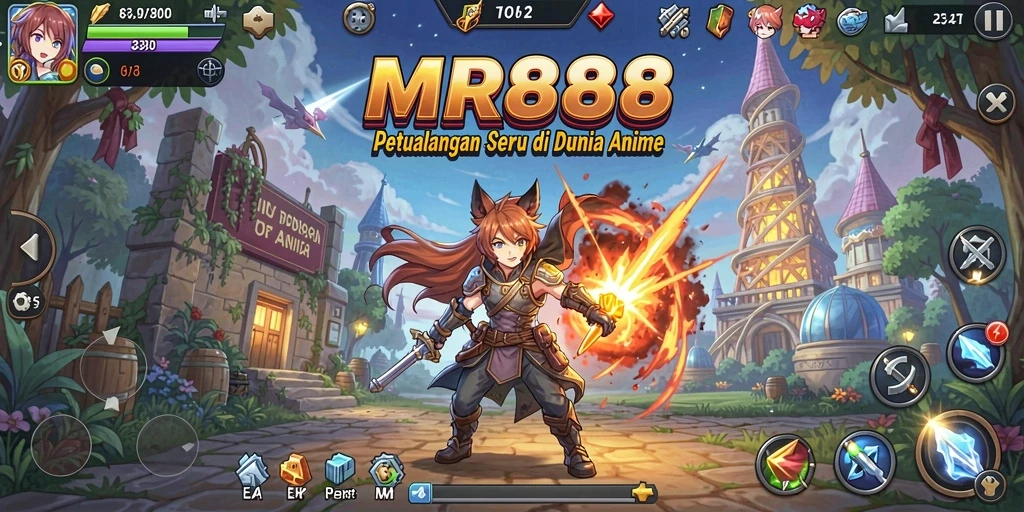 Tangkapan layar gameplay MR888 menampilkan aksi seru karakter Anime.