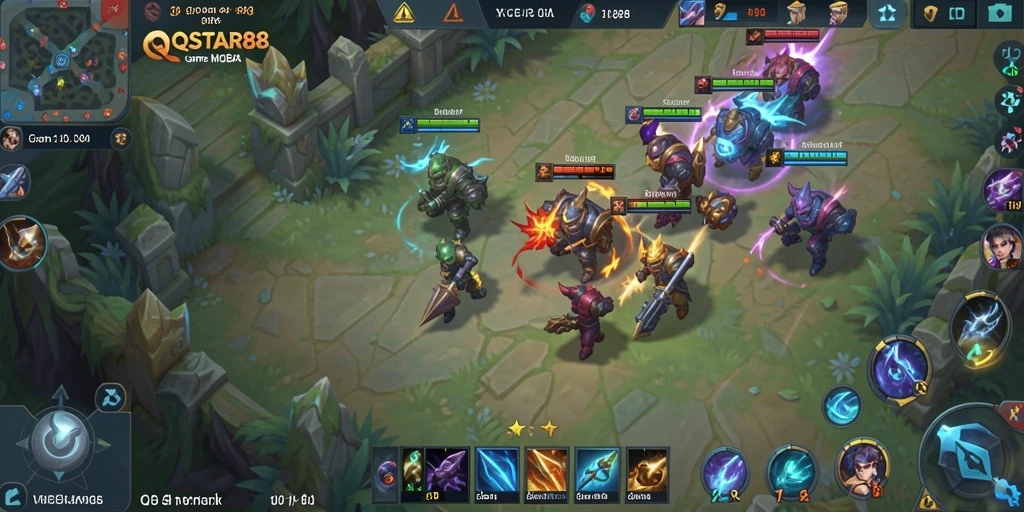 Tangkapan layar gameplay <strong>QQSTAR88</strong> yang menunjukkan pertempuran seru dengan tim.