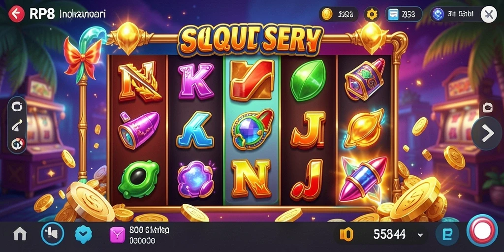 Tampilan gameplay RP8 dengan tema slot yang menarik dan grafis berkualitas tinggi.