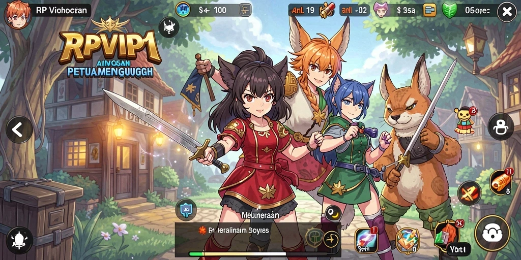 Screenshot utama RPVIP1 menampilkan aksi seru karakter Anime.