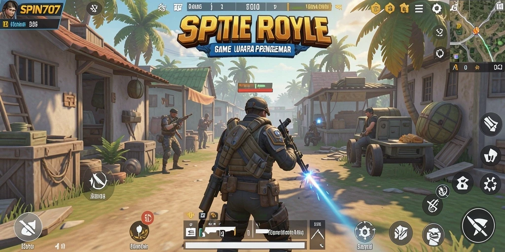 Screenshot gameplay SPIN707 menampilkan aksi mendebarkan di arena Battle Royale.