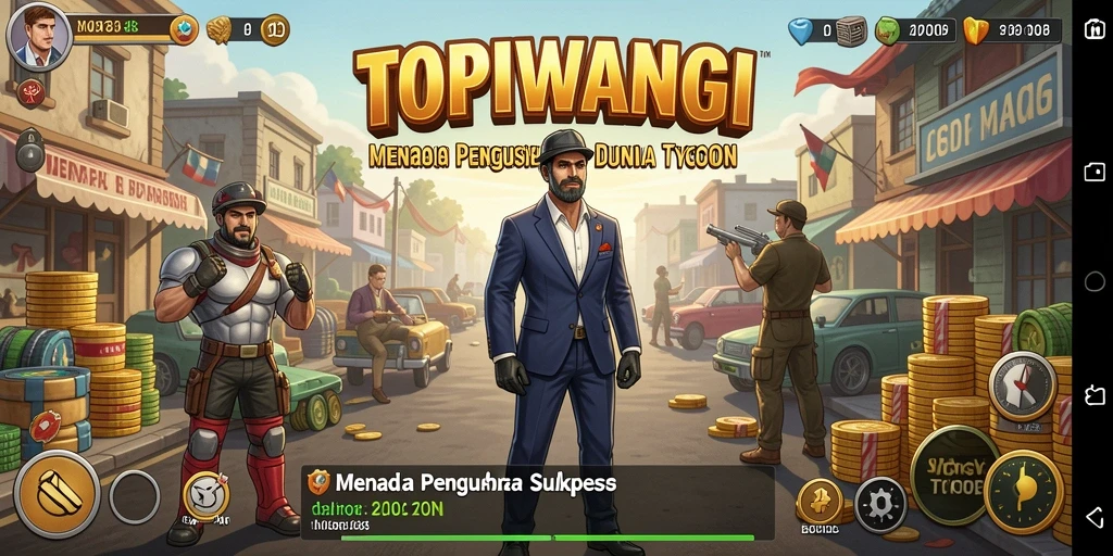 Screenshot gameplay yang menunjukkan aktivitas bisnis yang seru di TOPIWANGI.