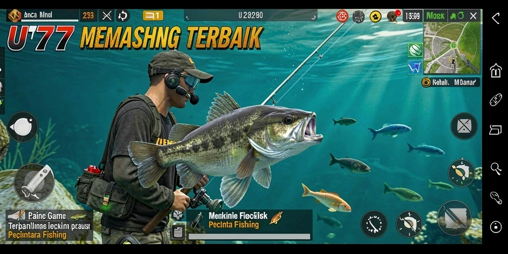 Tampilan gameplay UT77 menampilkan pengalaman memancing yang seru dan menantang.