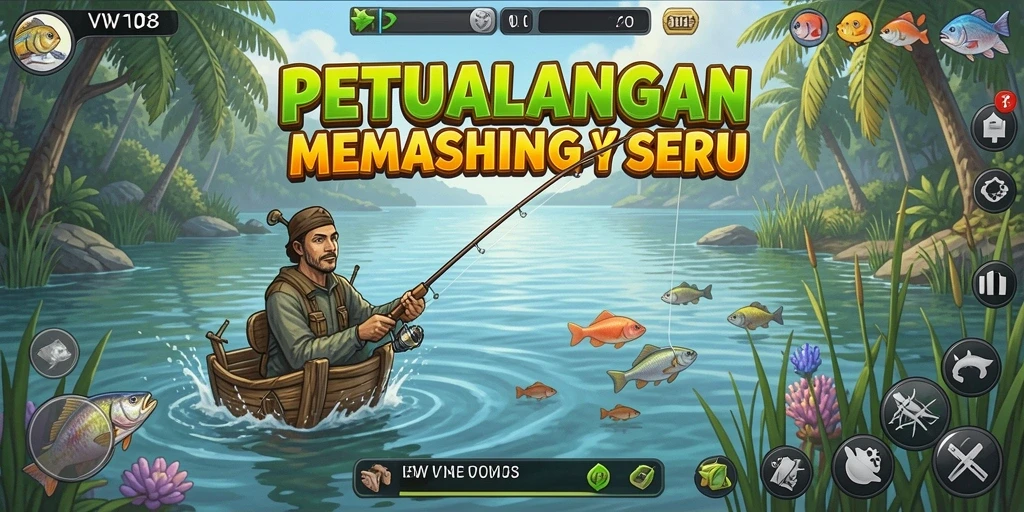 Gameplay yang menampilkan keseruan memancing di laut.