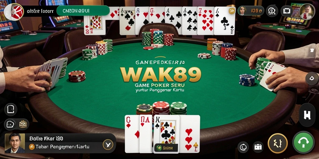 Tangkapan layar dari gameplay seru WAK89 yang menunjukkan suasana permainan Poker.